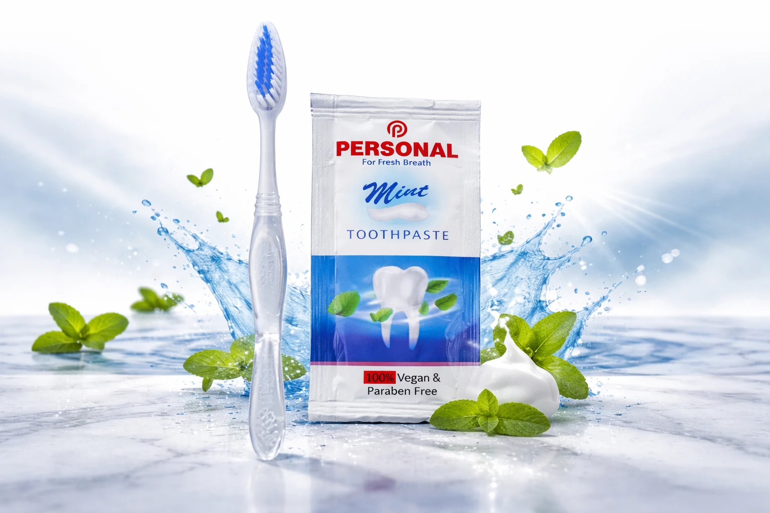 Hotel Dental Kit (Toothbrush Crystal + Toothpaste 6 ml Pouch) – Premium Private Label for Hotels