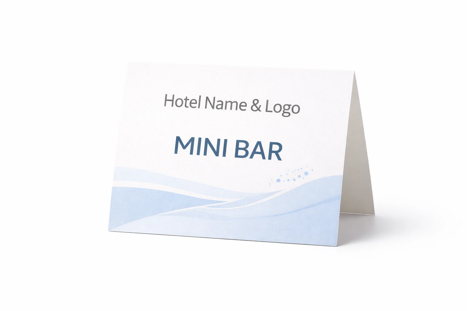 Mini Bar Tent Cards – Custom Branding with Hotel Name & Logo