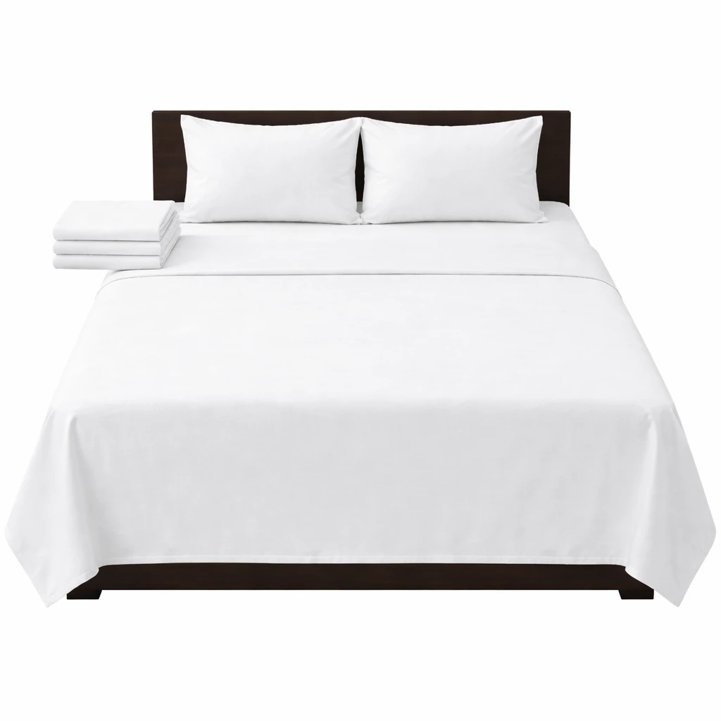 Hotel Room Bedding & Linen Double Bedsheet with 2 Pillow Covers – Glaze Cotton 110–210 TC