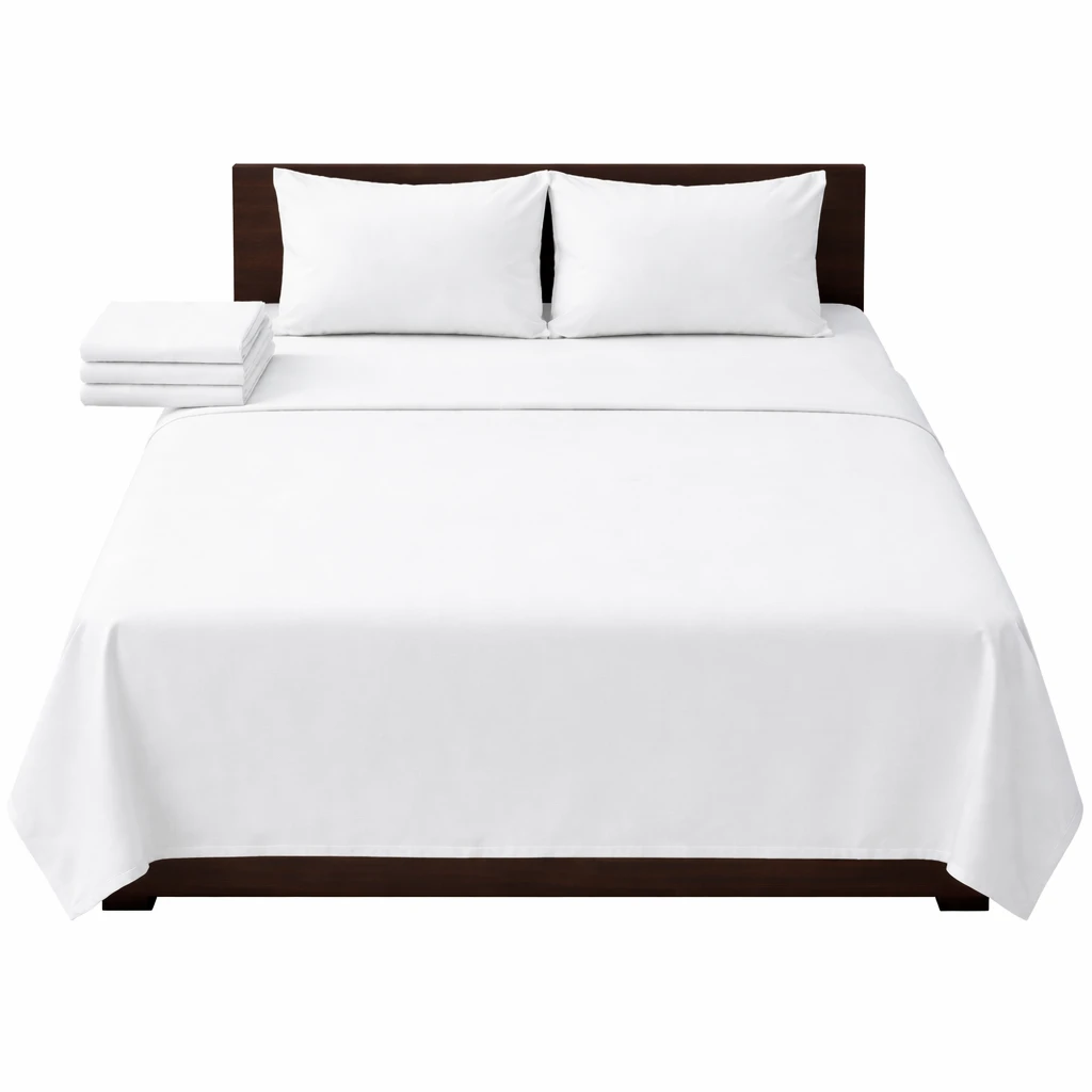 Hotel Double Bedsheet Set 90"x100" – Pure Cotton Percale 300 TC with 2 Pillow Covers