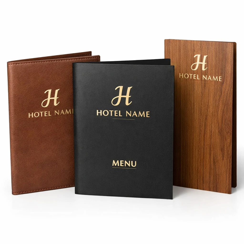 Custom Hotel Name & Logo Menu Cards for Restaurants, Cafés & In-Room Dining