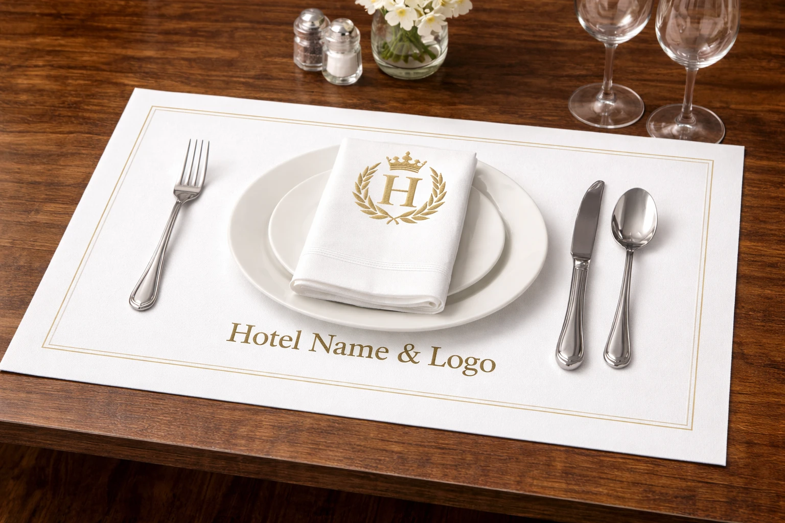 Custom Hotel Name & Logo Table Mats / Placemats for Restaurants & Banquets