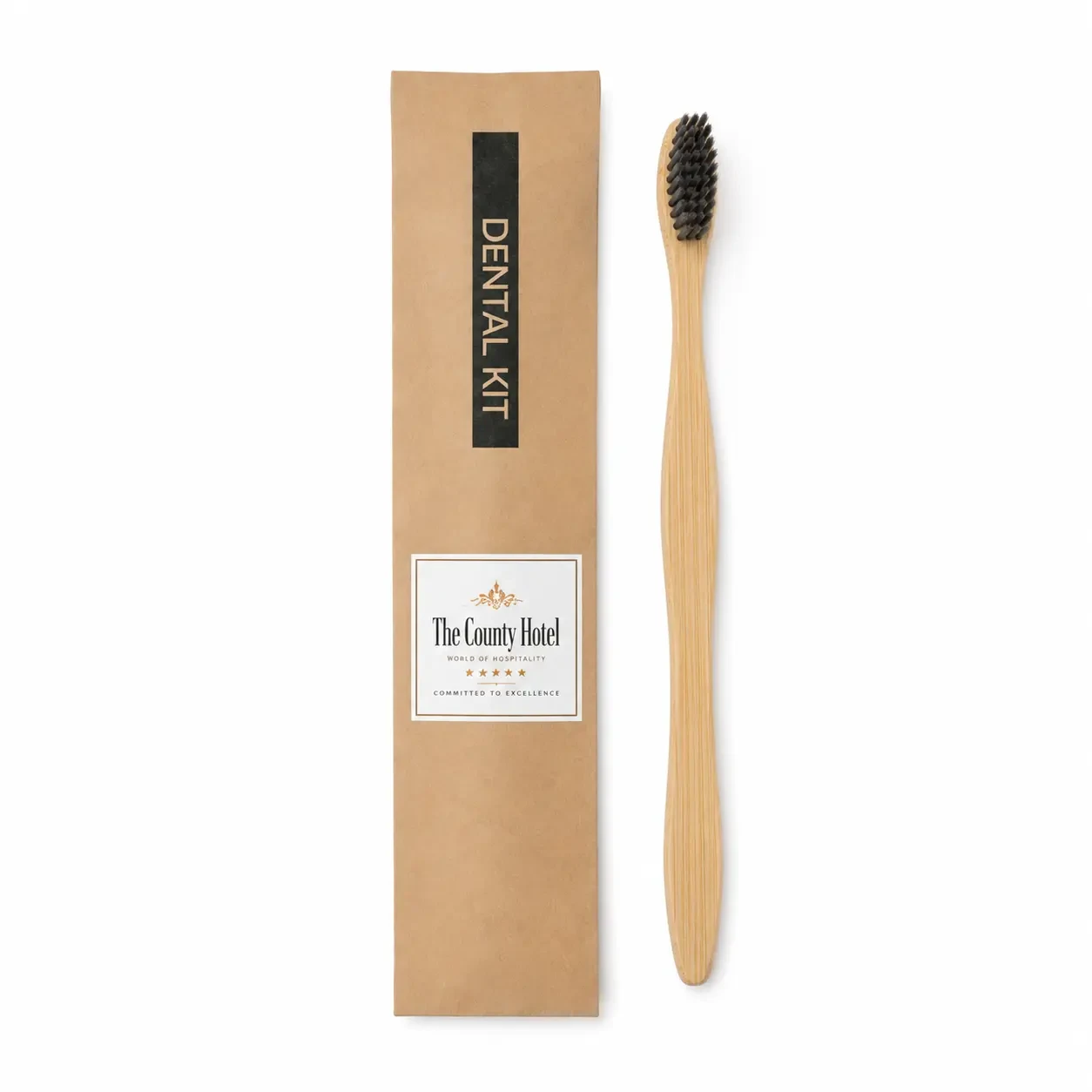 Bamboo Toothbrush with Brown Dental Kit Pouch