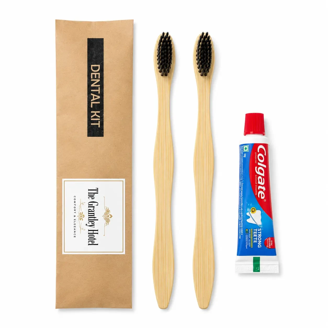 2 Bamboo Toothbrushes + 1 Anchor Toothpaste with Dental Kit Pouch