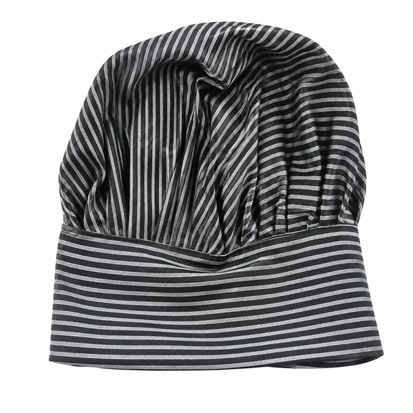 Black & Grey Striped Chef Cap – Professional Kitchen Uniform Cap