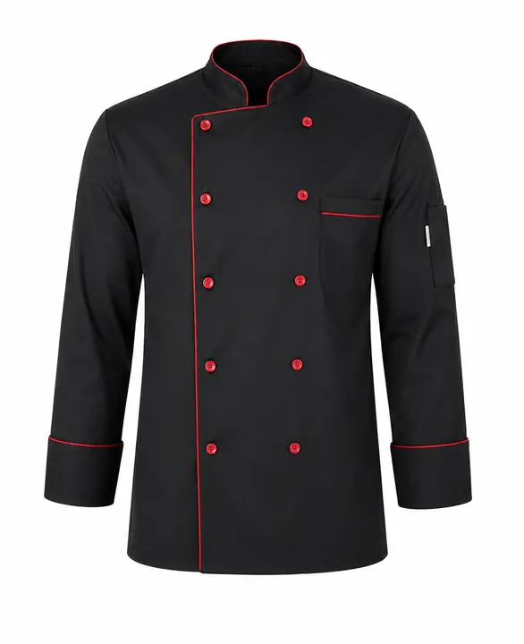 Black Premium Chef Coat with Red Piping