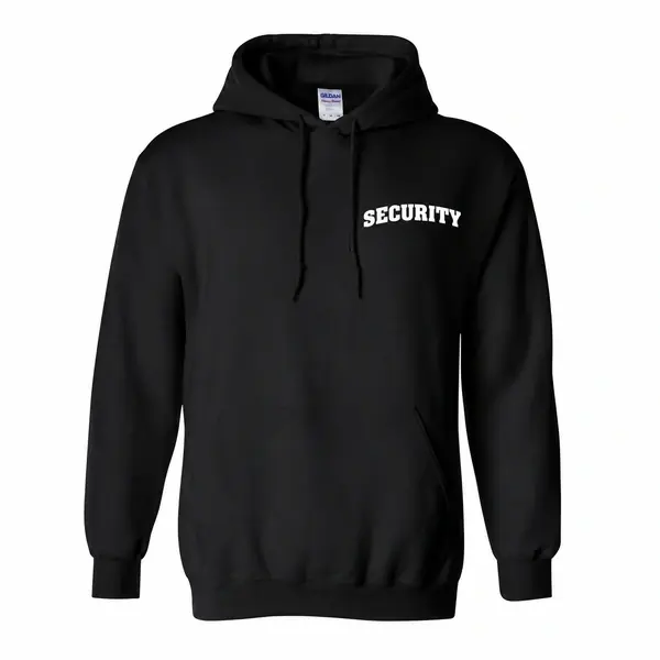 Black Security Guard Hoodie with SECURITY Print – Professional Staff Sweatshirt