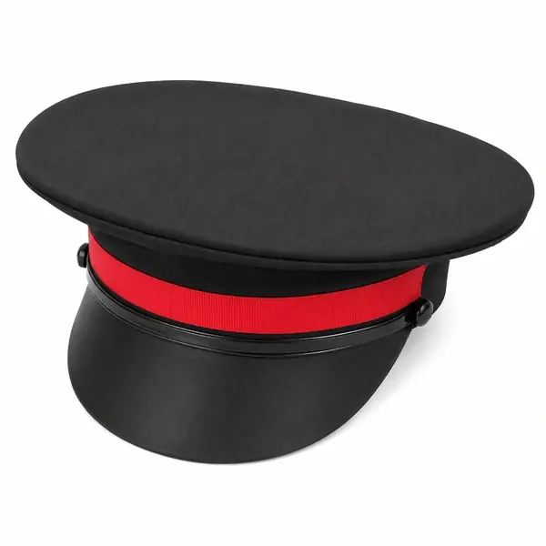 Black Security Peaked Cap with Red Band – Professional Uniform Cap