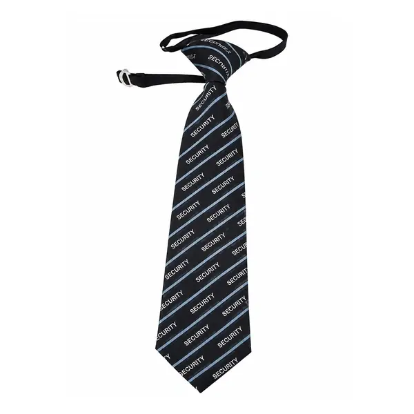 Black Security Uniform Tie with Blue Stripes & SECURITY Print