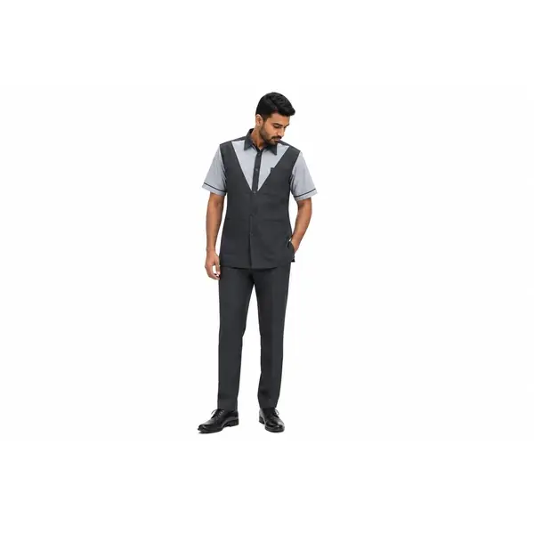  Charcoal Grey & Light Grey Housekeeping Staff Uniform