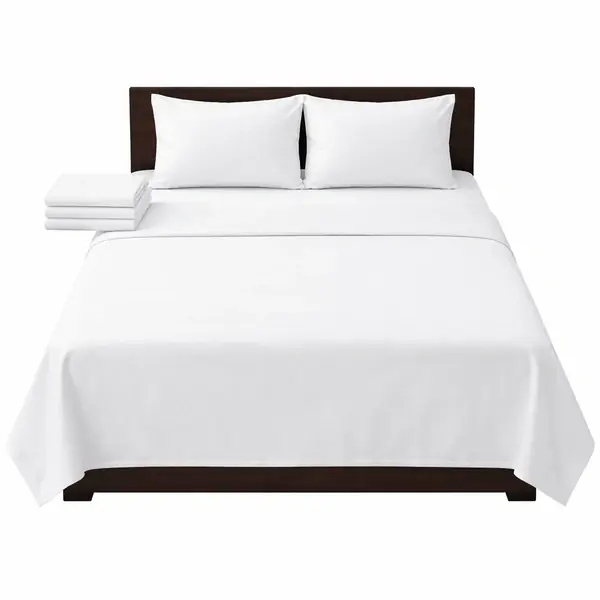 Hotel Room Bedding & Linen Double Bedsheet with 2 Pillow Covers – Glaze Cotton 110–210 TC (90x100 Inch)