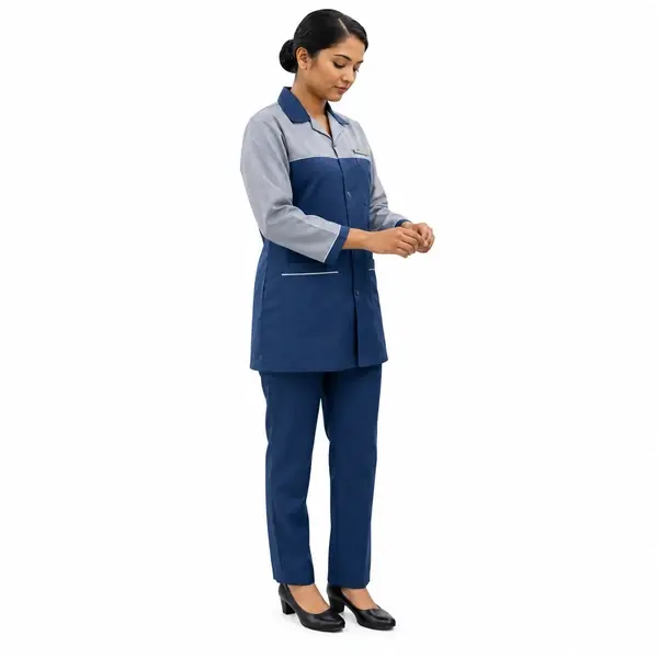 Navy Blue & Grey Female Housekeeping Staff Uniform