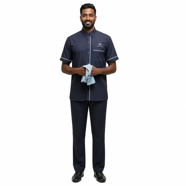 Navy Blue Housekeeping Staff Uniform Set – Shirt & Trouser