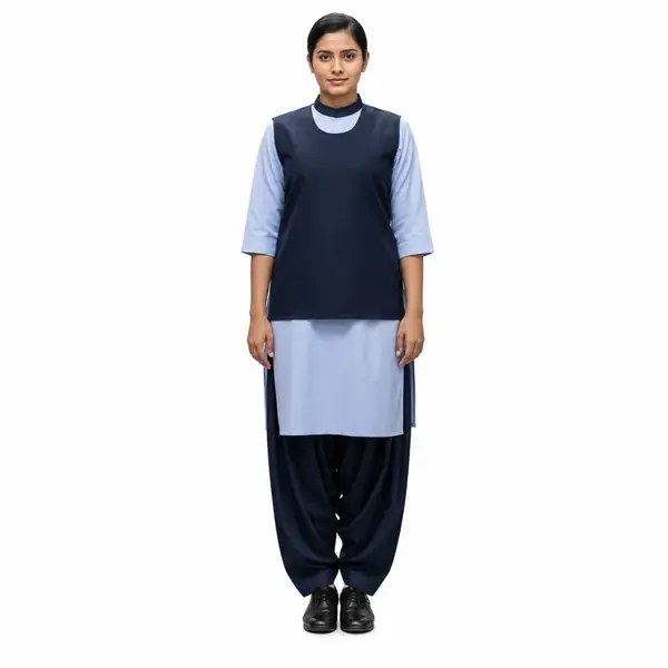 Navy Blue & Light Blue Female Housekeeping Staff Uniform