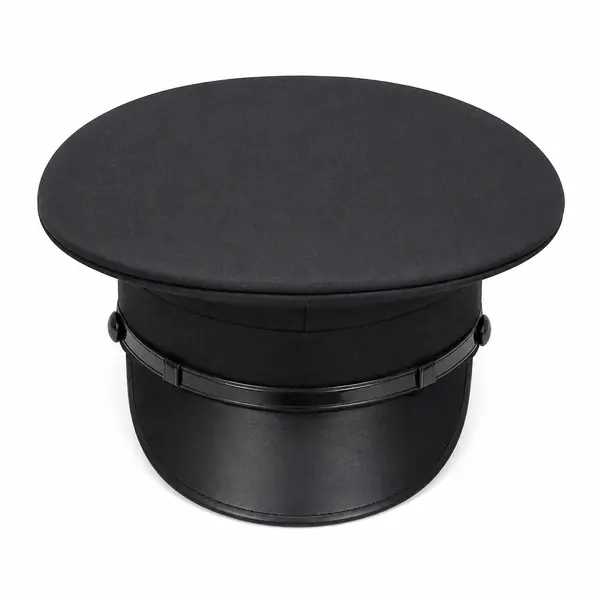 Plain Black Security Peaked Cap – Professional Uniform Cap