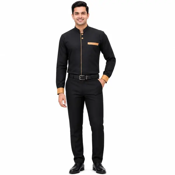 Premium Black & Gold Hospitality Staff Uniform Set