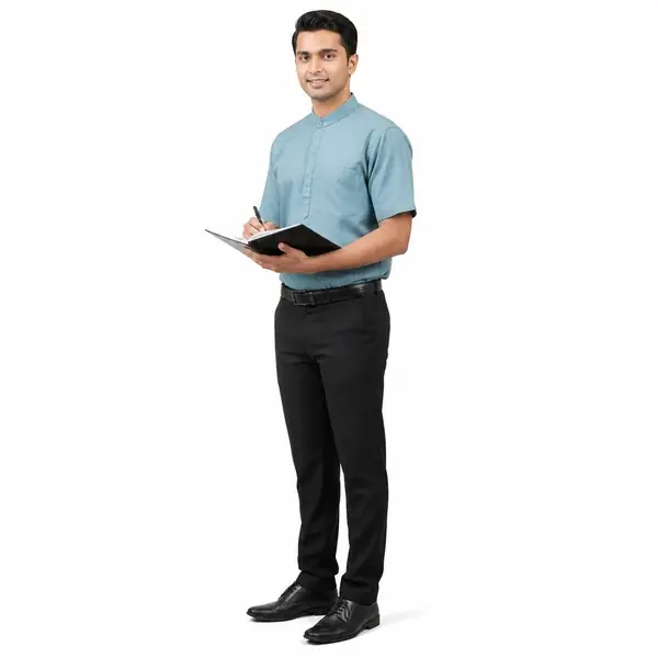 Premium Light Blue Restaurant Waiter & Steward Uniform Set
