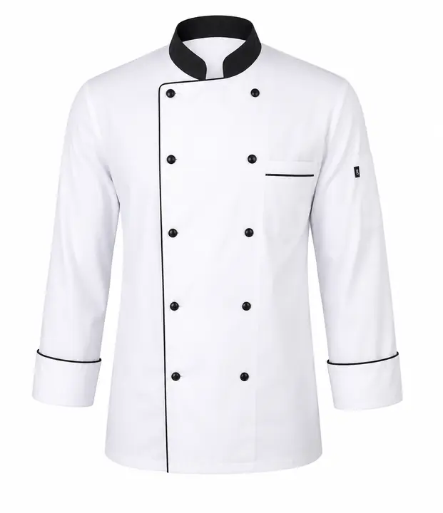 Premium White Chef Coat with Black Piping
