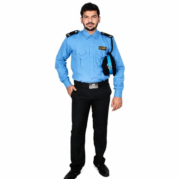 Security Guard Uniform – Sky Blue Shirt & Black Trouser Set