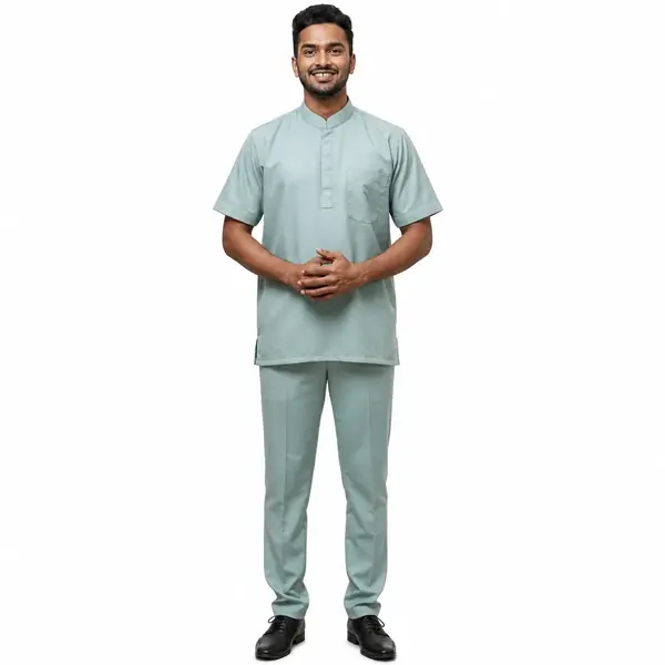 Spa & Wellness Staff Uniform – Light Sage Green Shirt & Trouser Set